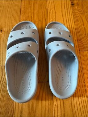 CROCS Double-Band Slide Sandals in Light Blue